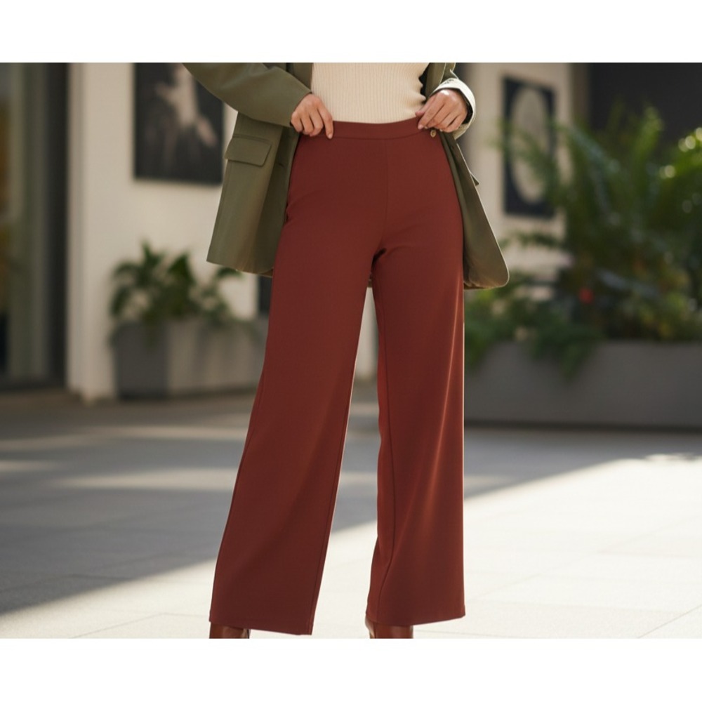NWT Blugirl Folies Women's Size 42‎ Umber Wide-Leg Back Zipper Trousers Pants